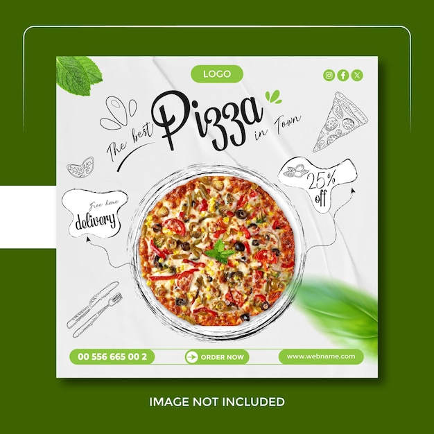 Vecteur promotion de médias sociaux de nourriture de pizza et modèle de conception de publication de bannière web instagram de réduction
