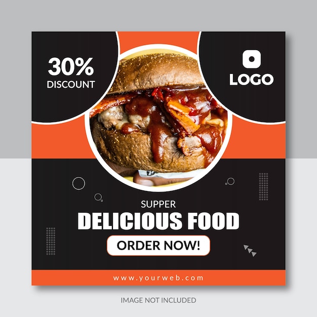Vecteur promotion des médias sociaux restaurant food et modèle de conception de publication instagram