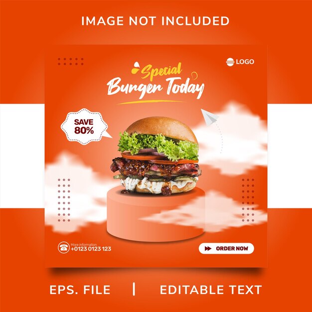 Promotion Des Médias Sociaux De Vente D'affiches De Hamburger Et Conception De Modèle De Publication D'affiche De Bannière Instagram