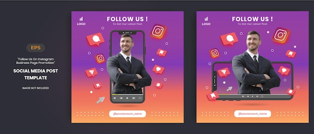Promotion de la page Instagram Business avec vecteur 3D pour la publication sur les réseaux sociaux
