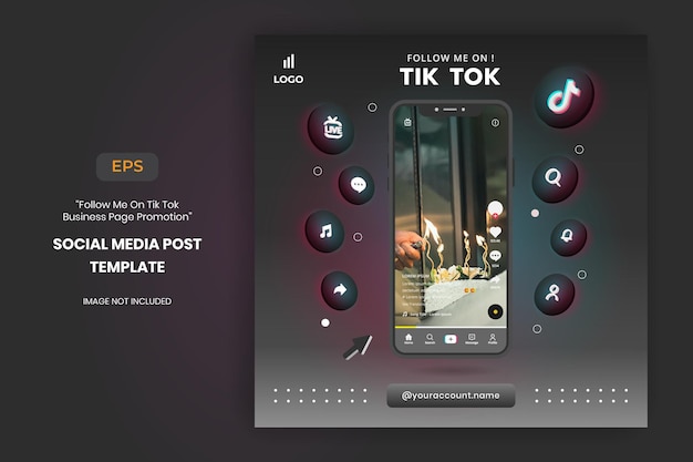 Promotion de la page Tiktok Business et modèle de publication sur les réseaux sociaux