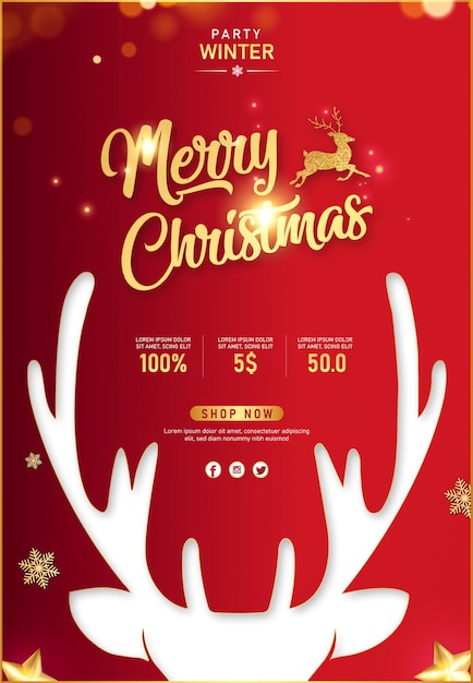 Promotion Simple Du Réveillon De Noël Avec Affiche Rouge