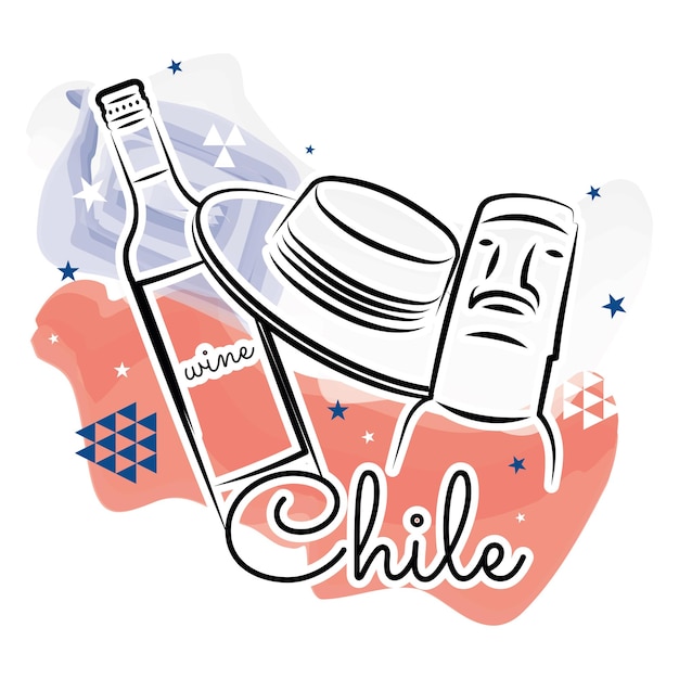 Promotion De Voyage Colorée Au Chili Avec Une Bouteille De Vin