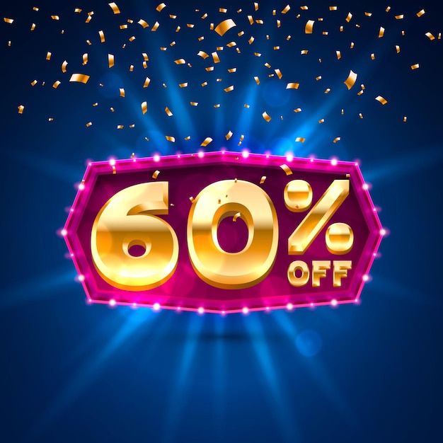 Promotionnel 60 Discount Gold Shopping. Illustration vectorielle