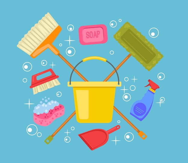 Propre service maison hygiène outil nettoyage ménage concept abstrait