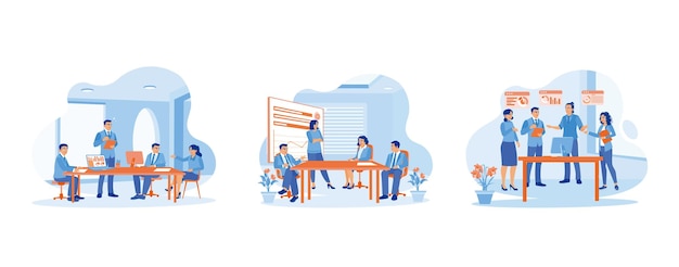 Les propriétaires d'entreprises dirigent des réunions d'affaires internes informelles Les gens d'affaires dans le concept de lieu de travail de bureau