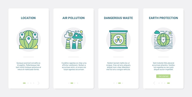 Protégez La Planète écologique De La Pollution. Ux, Ui, Ensemble D'applications Mobiles D'intégration De L'interface Utilisateur, L'industrie Pollue L'air, La Terre Avec Des Déchets Toxiques Dangereux, La Protection De L'environnement écologique