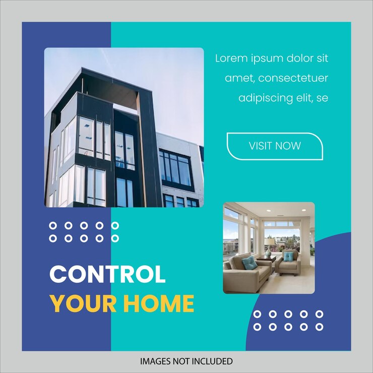 Vecteur publication instagram de propriété immobilière et médias sociaux ou bannière web carrée