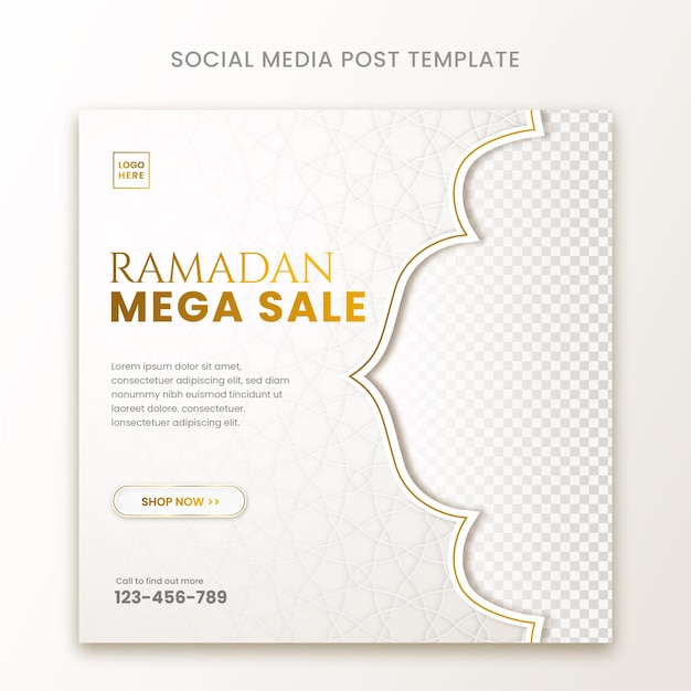 Publication De Médias Sociaux De Vente Du Ramadan Avec Ornement Islamique Vecteur Premium