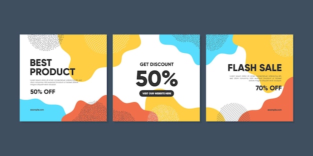 Publication de promotion de vente sur les réseaux sociaux avec Memphis géométrique abstrait