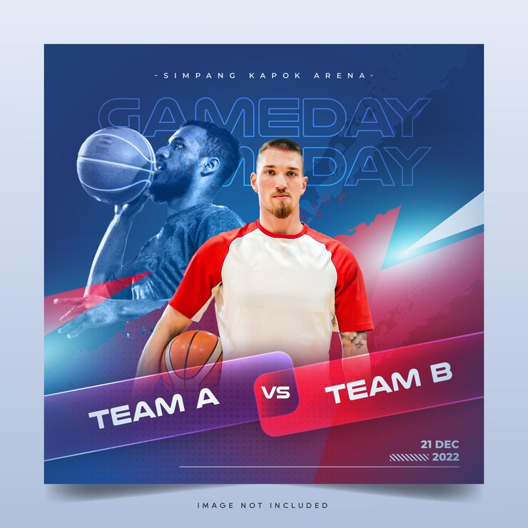 Vecteur publication sur les réseaux sociaux d'un joueur de basket-ball