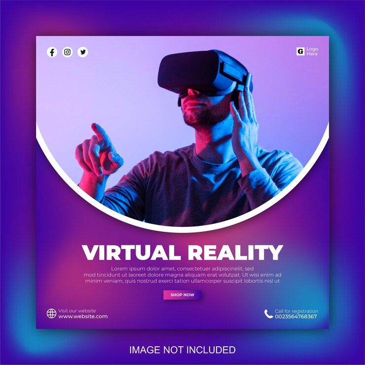 Vecteur publication sur les réseaux sociaux en réalité virtuelle