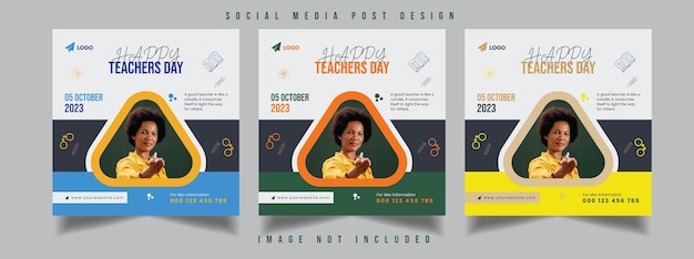 Publications sur les réseaux sociaux pour la Journée mondiale des enseignants bannières publicitaires modèle de conception ensemble de bannières éducatives
