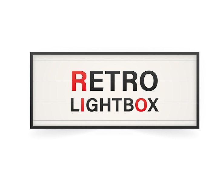 Vecteur publicité 3d rétro avec lightbox rétro sur fond pour la conception de bannières