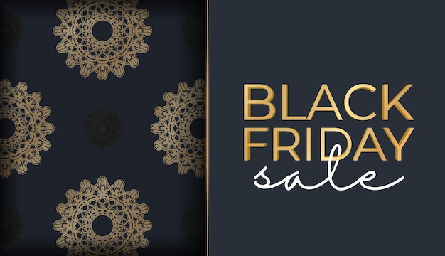 Publicité Black Friday Bleu Foncé Avec Motif Rond Or