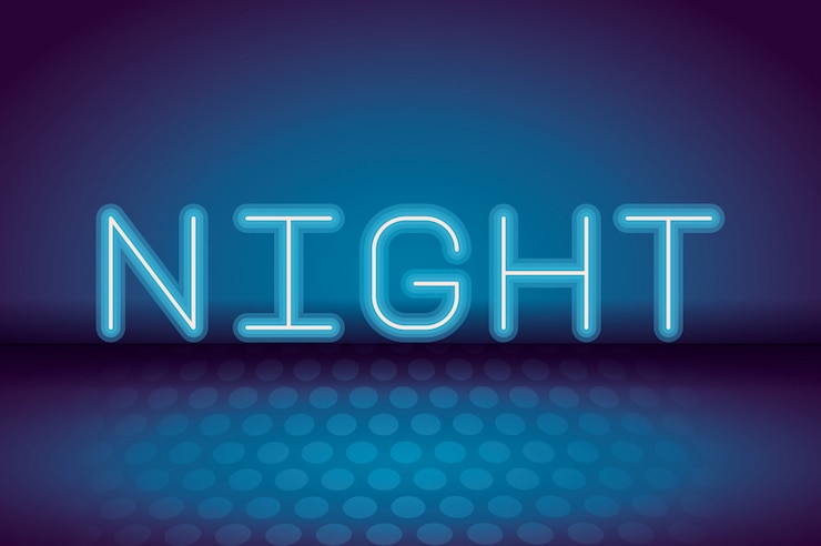 Vecteur publicité de nuit au néon