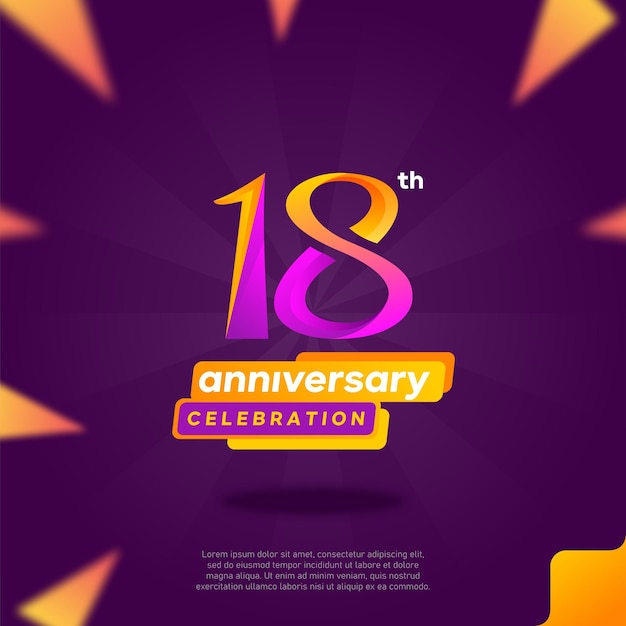 Une Publicité Pour La Célébration Du 18e Anniversaire Avec Un Fond Violet.