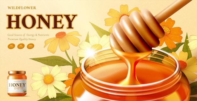 Publicité pour le miel de fleurs sauvages