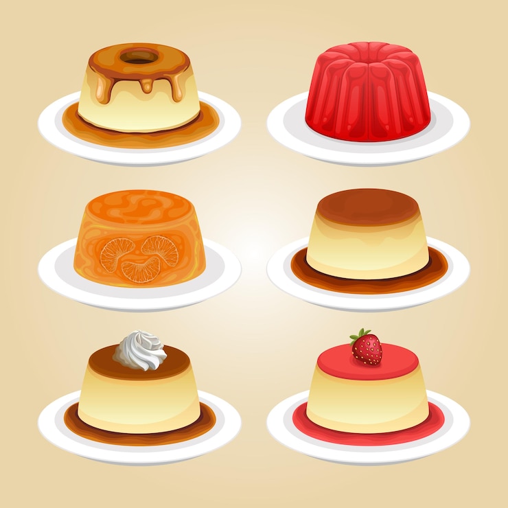 Vecteur pudding dessert sucré vector set illustration