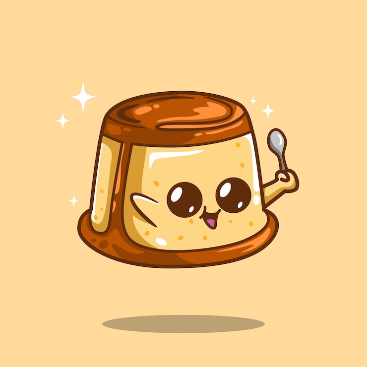 Vecteur pudding japonais au caramel