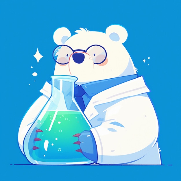 Vecteur un puissant style de dessin animé d'ours scientifique