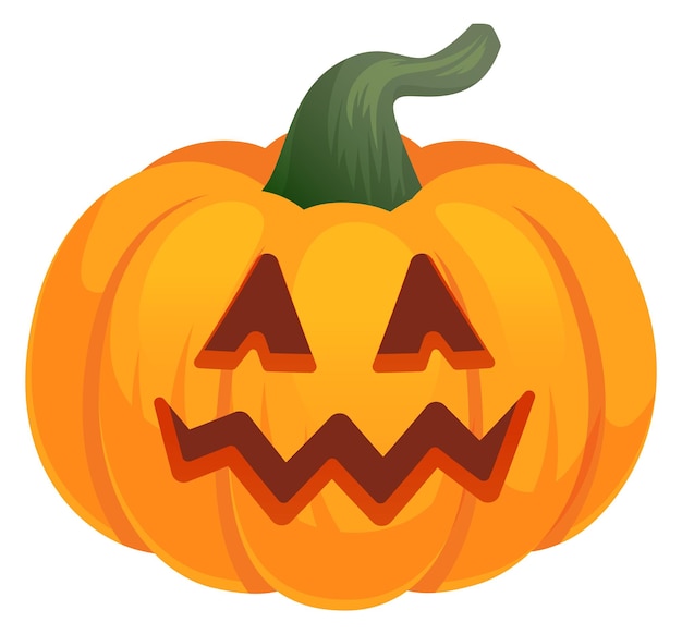 Vecteur pumpkin avec visage sculpté jack lanterne icône de dessin animé isolée sur fond blanc