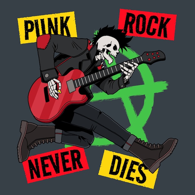 Vecteur le punk rock ne meurt jamais illustration
