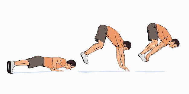 Pushups Explosifs Avec Schéma De Guide D'exercice De Saut