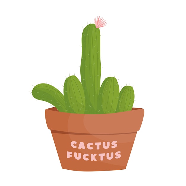 Putain De Cactus. Illustration Vectorielle Drôle Avec Cactus