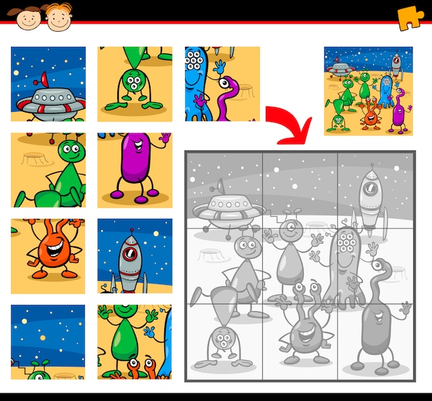 Puzzle Aliens Dessin Animé Jeu De Puzzle