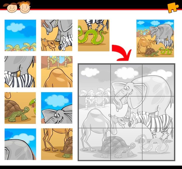 Puzzle De Dessin Animé Animaux Safari