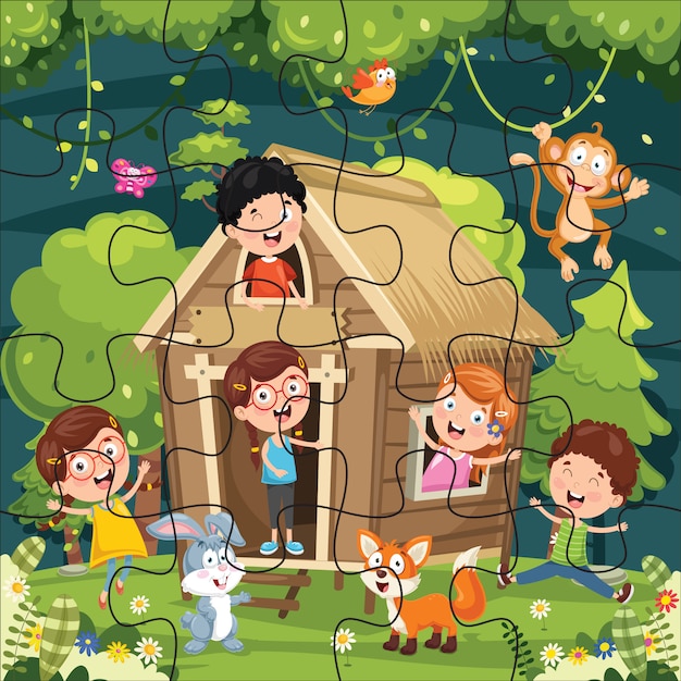 Puzzle Game Illustration For Children