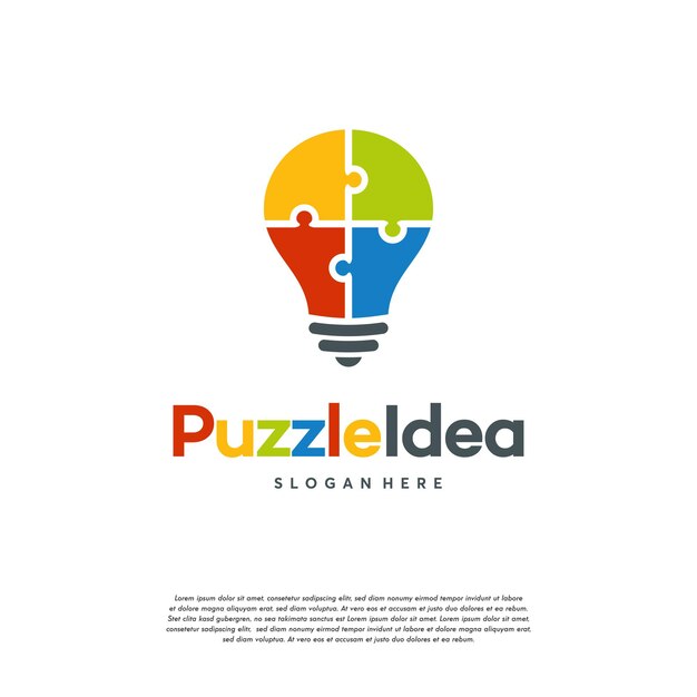 Puzzle Idée Ampoule Logo Concept Vecteur, Symbole Du Logo Smart Puzzle