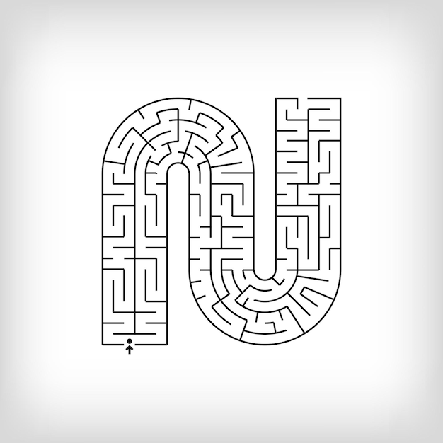 Puzzle De Labyrinthe De Lettres Linéaires N Uniques Jeu Déroutant Et Ensemble D'activités éducatives