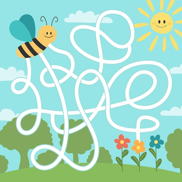 Puzzle Labyrinthe Pour Enfants Aidez Les Abeilles à Trouver Des Fleurs Feuille D'activités Pour Enfants