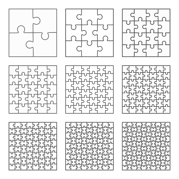 Puzzle Neuf Modèles Vectoriels Ensemble De Différentes Pièces Simples Vierges