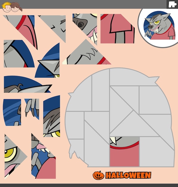 Puzzle Avec Personnage De Dessin Animé Loup-garou à L'halloween