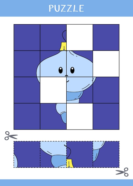 Puzzle pour enfants Couper et coller Feuille de calcul vectorielle