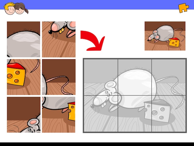 Vecteur puzzles avec le caractère de souris ou de rat