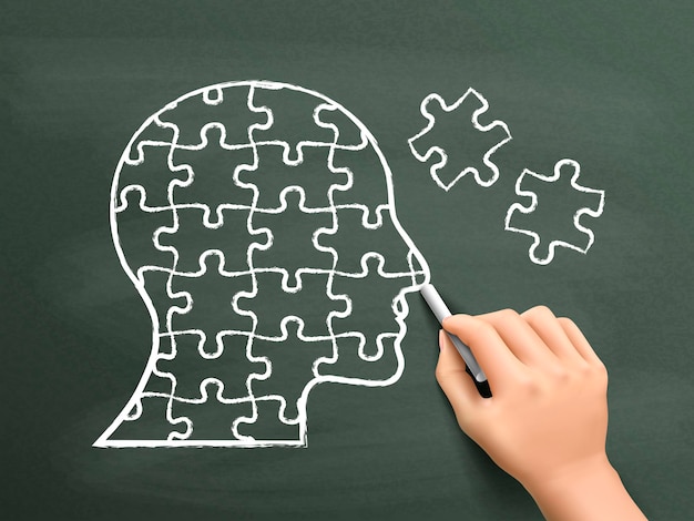 puzzles en forme de tête dessinés à la main