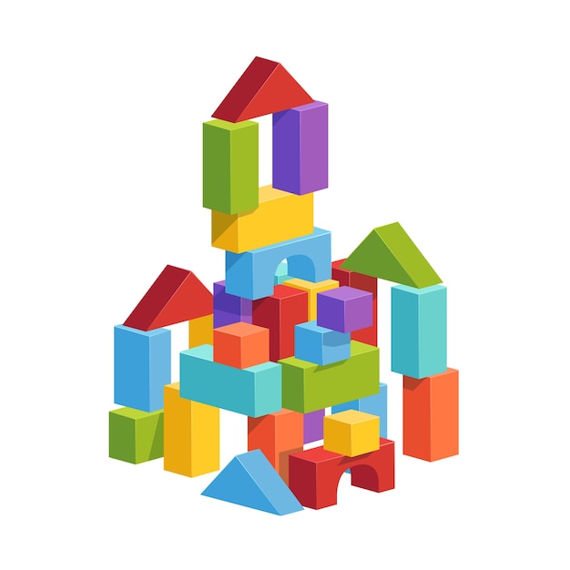 Pyramide construite à partir de cubes pour enfants. Château jouet pour le jeu des enfants. Plat