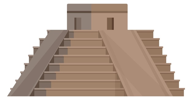 Vecteur pyramide du pérou ancienne icône de dessin animé de monument inca