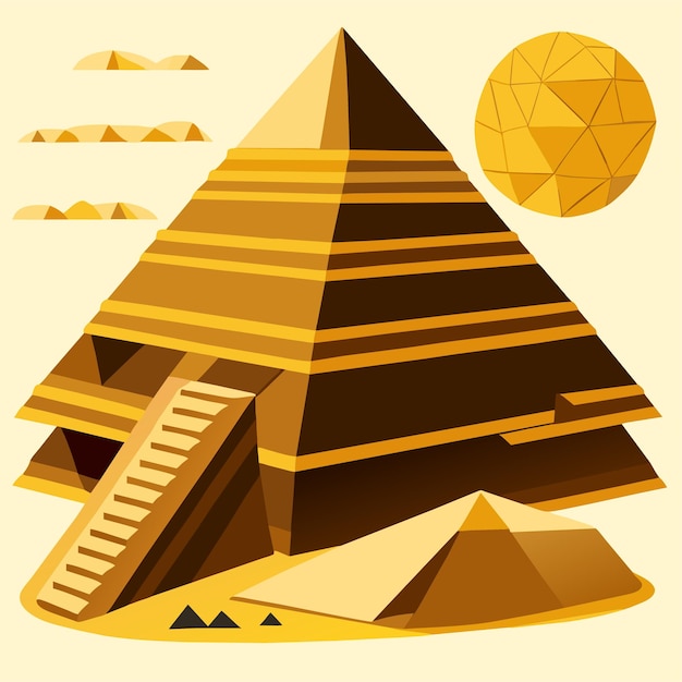 Vecteur pyramide égyptienne à partir de blocs de sable doré illustration vectorielle de dessin animé