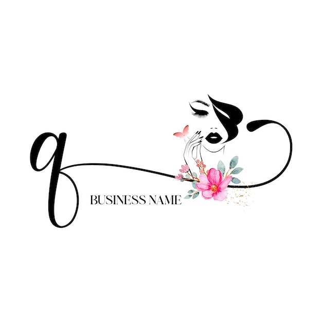 Q Lettre Initiale Beauté Logo Floral