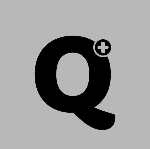 Vecteur q plus icône vectorielle noir q plus monogramme