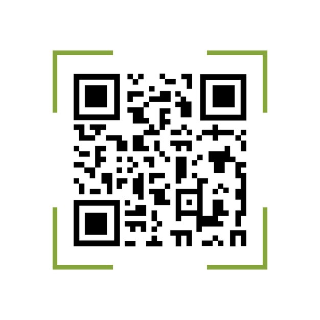 Qrcode dans le cadre vert Élément vectoriel simple d'identification