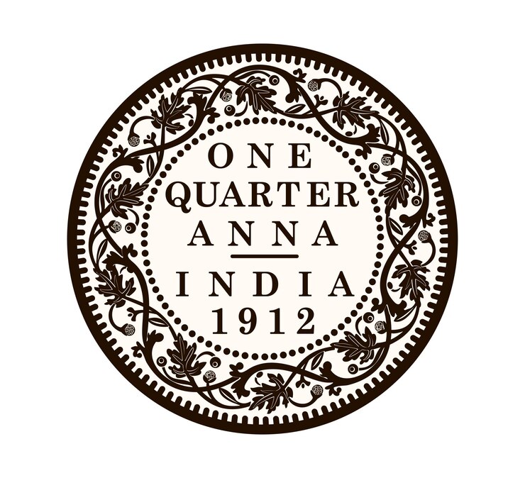 Vecteur un quart de pièce de monnaie indienne antique anna illustration vectorielle