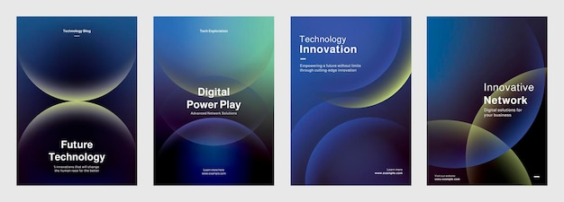 Quatre affiches commerciales avec la technologie numérique