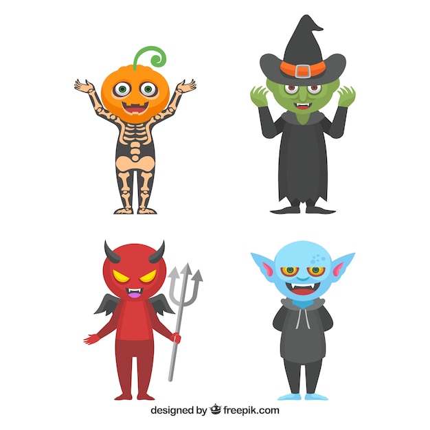 Quatre Amicaux Personnages De L'halloween