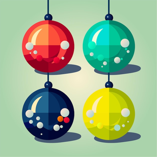 Vecteur quatre beaux vecteurs abstraits de noël boules de verre de luxe jouets pour les célébrations du nouvel an